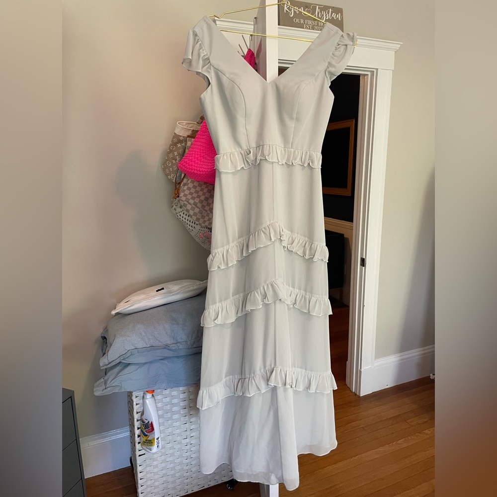 Revelry Amelia Chiffon Dress in Dove Grey